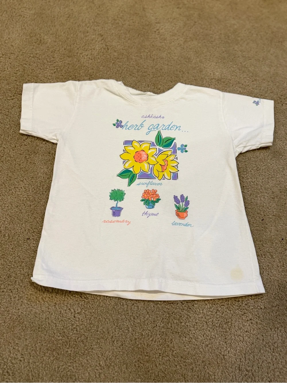 Vintage 90s OshKosh Herb Garden Floral T-Shirt Girls 6X Made in USA